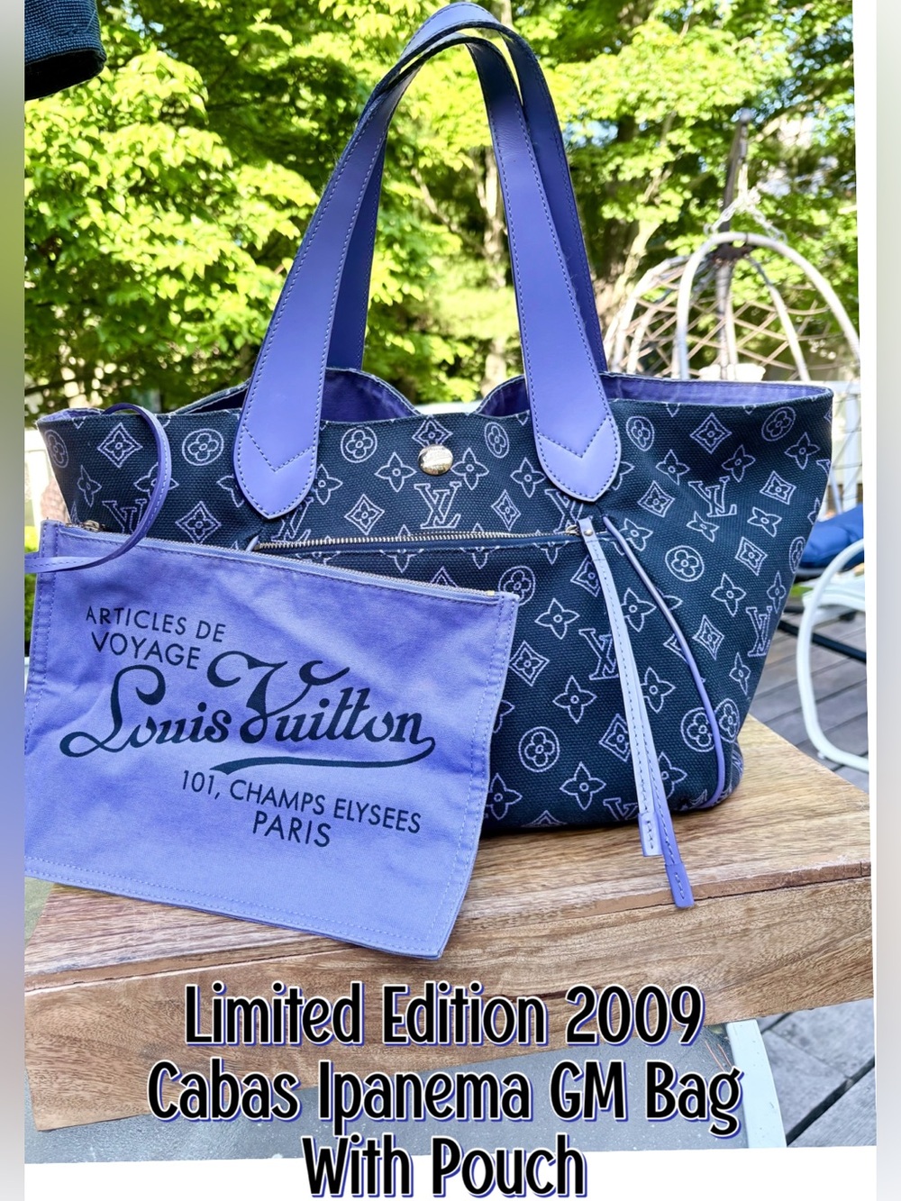 Louis Vuitton Limited Edition 2009 Cabas Ipanema Bag with Lined Pouch